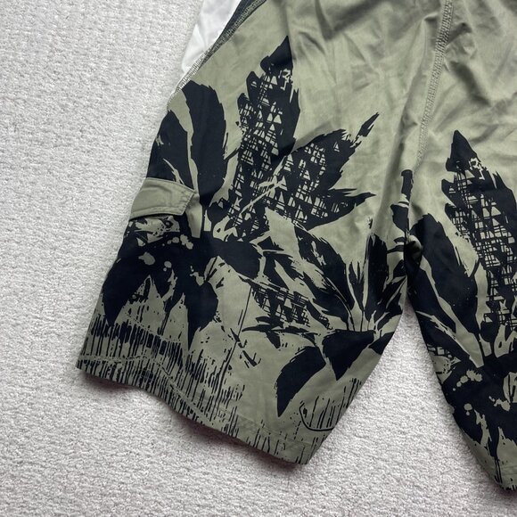 Y2K Ocean Core Board Shorts Men 36 Green Hawaiian Floral Palm tree AOP Swim - Picture 11 of 13